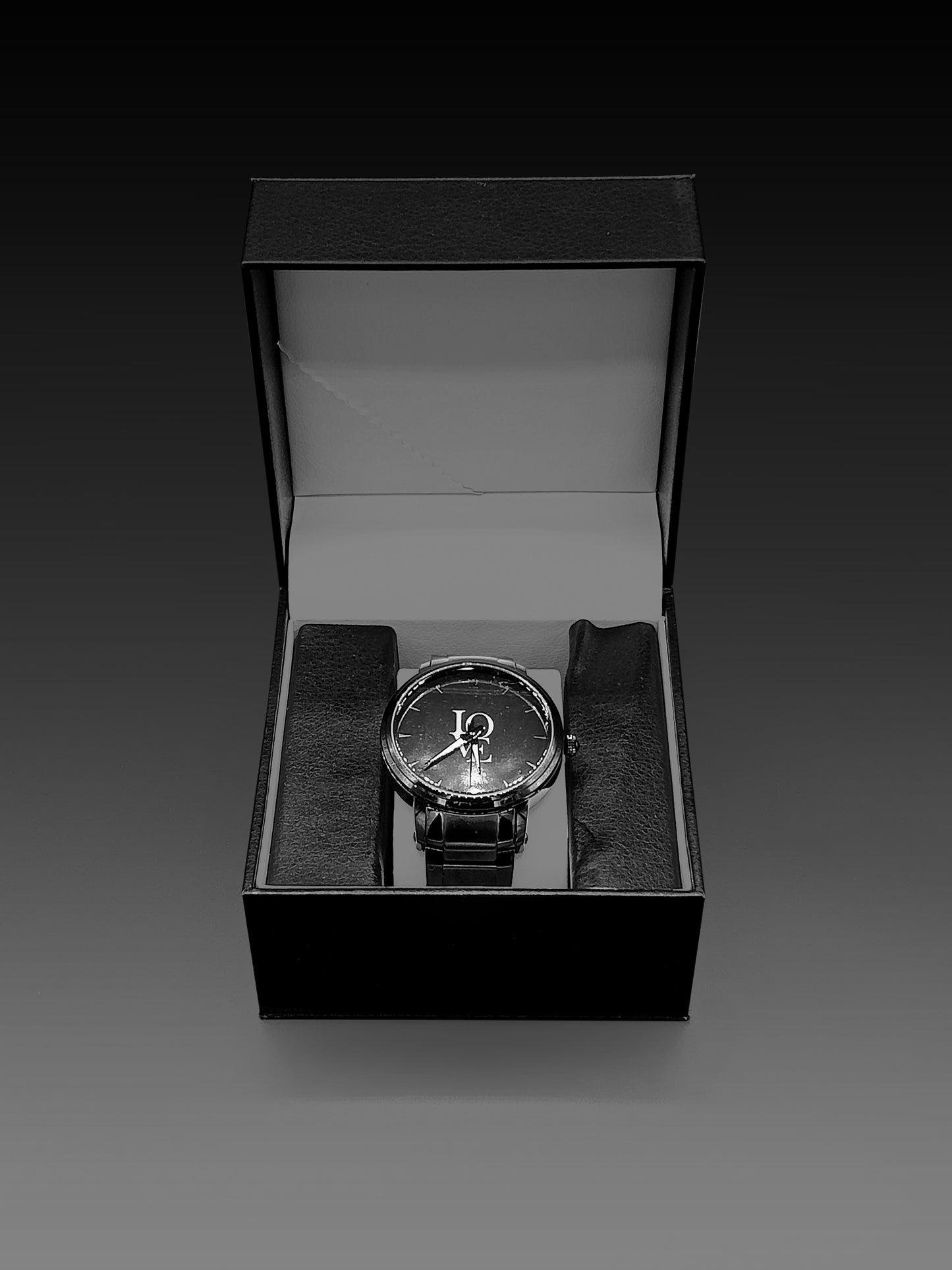 Black Love Steel Strap Automatic Watch (With Indicators)