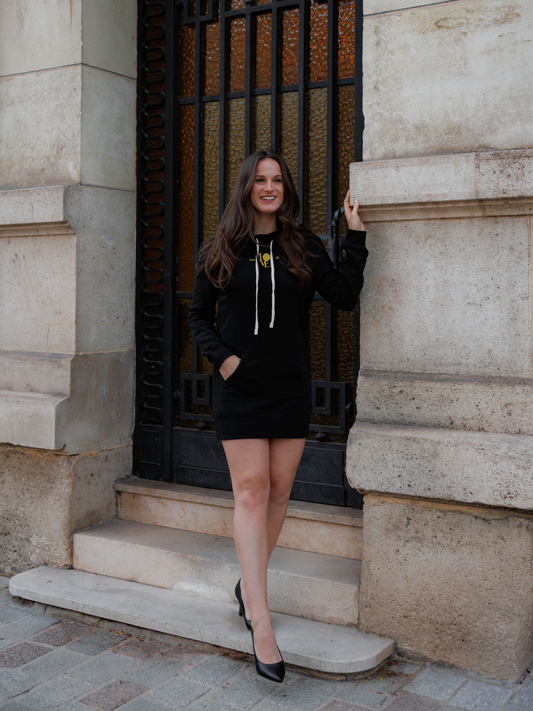 Love Hooded Sweatshirt Dress (Gold embroidery)