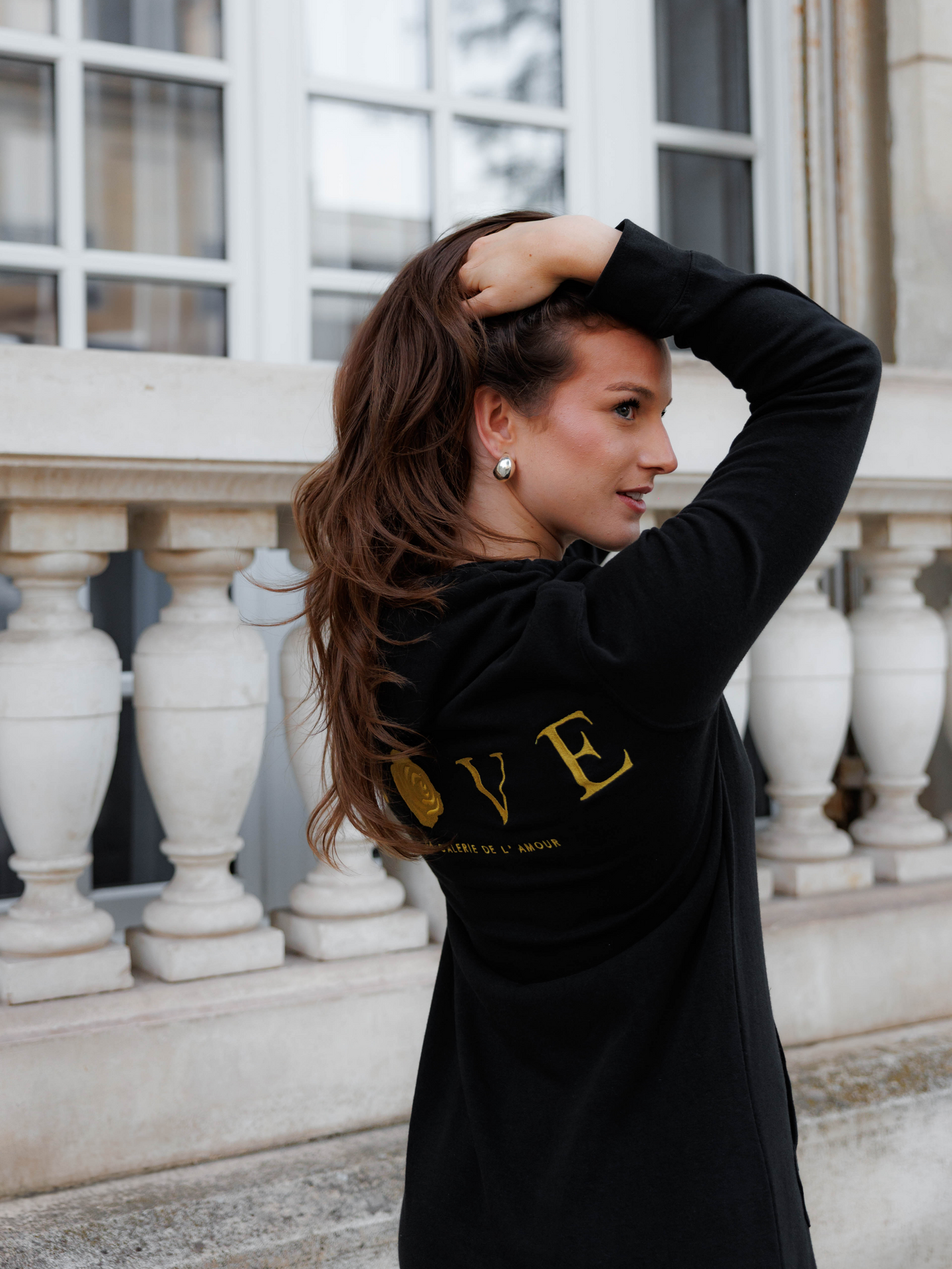 Love Hooded Sweatshirt Dress (Gold embroidery)